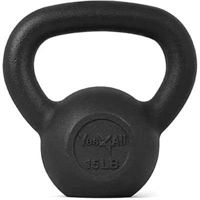 Yes4All Kettlebel/küre dambıl, dökme demirden 2-22 kg - siyah girya