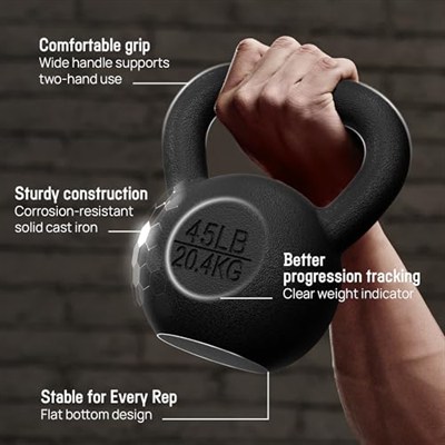 Yes4All Kettlebel/küre dambıl, dökme demirden 2-22 kg - siyah girya