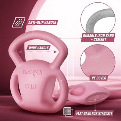 Yes4All Kettlebell 3 Kulplu, Kettlebelller için Geniş ve Dokulu Tutma Yeri, Küçük Ağırlıklar, Kulplu Dumbbell ile Çalışma - 2268 g / 4536 g / 6804 g / 9072 g / 11340 g