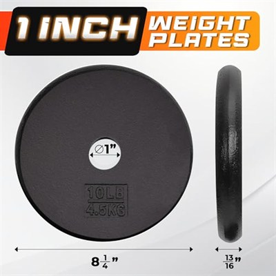 Yes4All Standart 2,54 cm dökme demir ağırlık plakası - Kuvvet antrenmanı için ideal - Çoklu ağırlık: 2-11 kg (Tekli ve 4lü Set)