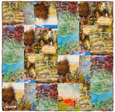 Yeşil Monet Kolaj Desen Mendil