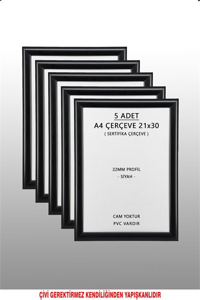 yhfoto 5 Adet 21x30 Siyah 22mm Profil Fotoğraf A4 Siyah 21 x 30