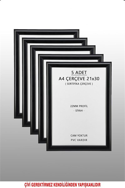 yhfoto 5 Adet 21x30 Siyah 22mm Profil Fotoğraf A4 Siyah 21 x 30