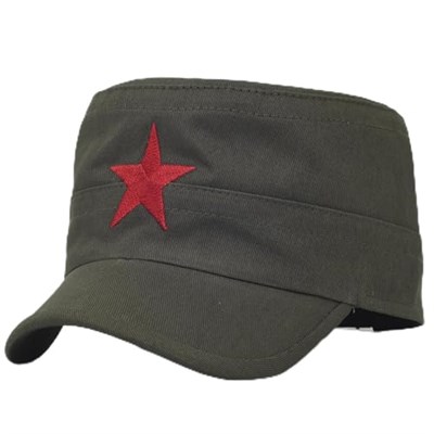 Yıldızlı Fidel Castro Che Guevara Şapkası Yeşil Renk