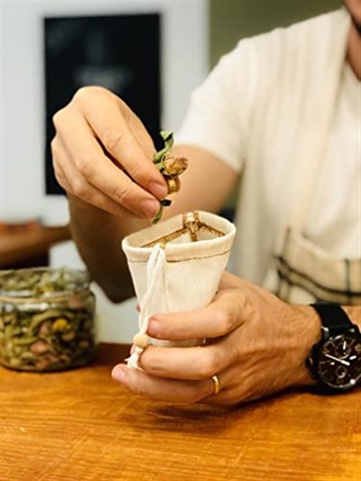 yofu yoga and food 2 adet Demlik Yıkanabilir Kumaş Çay Kesesi - Organik, Ekolojik,%100 Ham Ağartılmamış Ham Pamuk (Demlik Boy)