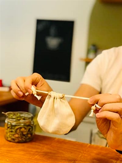 yofu yoga and food 2 adet Demlik Yıkanabilir Kumaş Çay Kesesi - Organik, Ekolojik,%100 Ham Ağartılmamış Ham Pamuk (Demlik Boy)