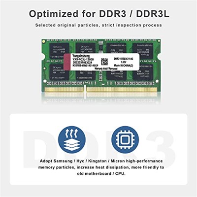 Yongxinsheng 8GB Kit (2 x 4GB) DDR3L/DDR3 Ram 1600MHz PC3L-12800S Sodimm Taşınabilir Bellek 204 Pinli CL11 Non-vb Arabelleksiz 1,35 V / 1,5 V 2Rx8 Dual Rank Dizüstü Bilgisayar Bellek Apple Mac Macbook