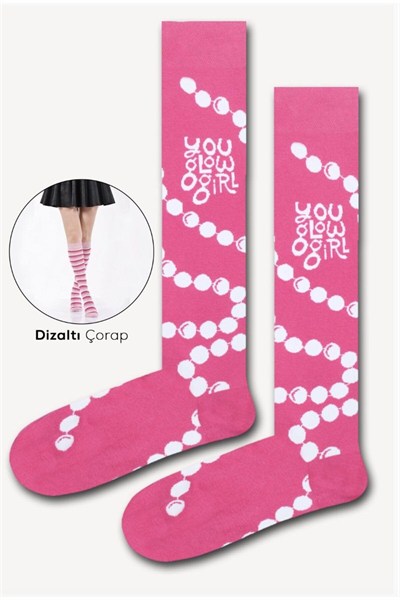 You Glow Girl Pembe Dizaltı Çorap Pembe 36-44