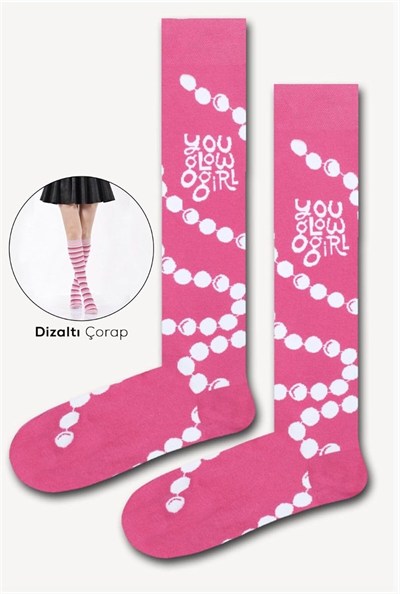 You Glow Girl Pembe Dizaltı Çorap Pembe 36-44