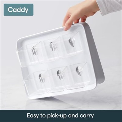 YouCopia 1 çay standı, çay poşeti düzenleyici, şeffaf, çıkarılabilir kaplar, dolap veya yemek odası, plastik, renksiz