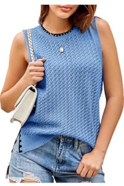 youknitwear you Widney Bisiklet Yaka Triko T-shirt Mavi M