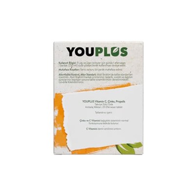 Youplus Vitamin C, Çinko & Propolis 20 Efervesan Tablet