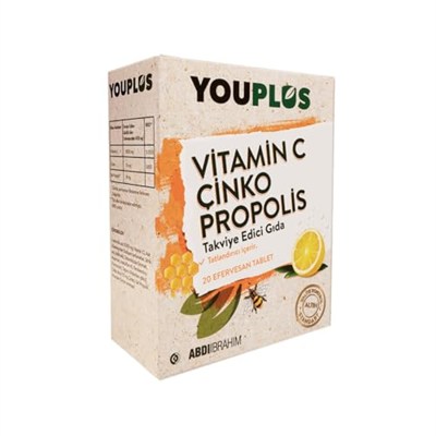Youplus Vitamin C, Çinko & Propolis 20 Efervesan Tablet