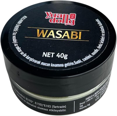 Yuandong Toz Wasabi 40 gr | Japon Usulü Acı Wasabi Tozu | Sushi, Sashimi ve Soslar İçin Yoğun Aromalı
