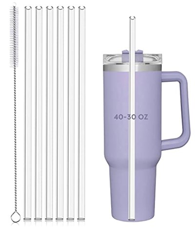 YUBIRD Stanley 40oz 850 ml Bardak Bardak Bardak için Yedek Pipet, Temizleme Fırçalı 6lı Paket Yeniden Kullanılabilir Pipet, Stanley Kupası Aksesuarları için 12 