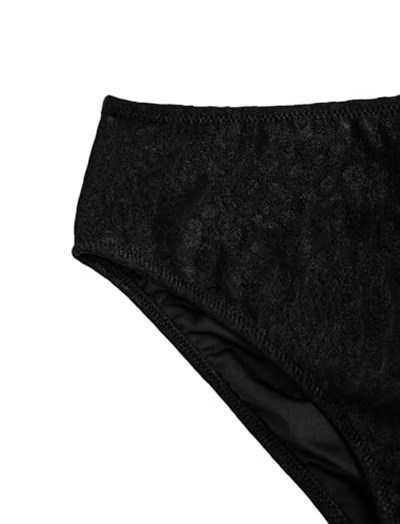 Yüksek Bel Bikini Altı Dokulu Desenli