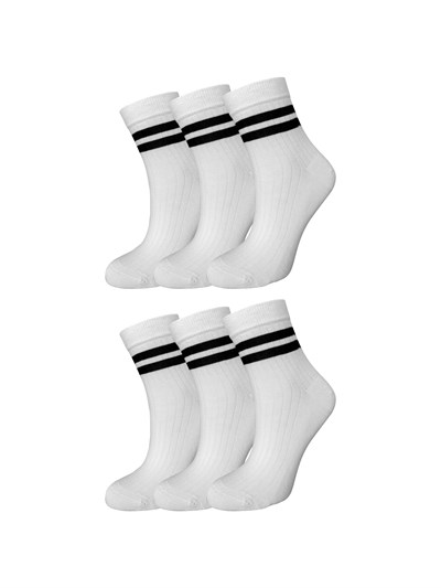 Yumuşak Dokulu Çizgili Likralı Kadın Soket Çorap, 3lü - 6lı Paket