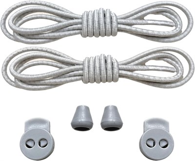 Yuvarlak, Akıllı, Kilitle, Tak-Bırak Bağcık, Yeni Nesil, Bağlamaya Gerek Olmayan Bot, Spor, Klasik Ayakkabı Bağcığı,Elastik 100 cm,1 Çift (Gri) (Çizgisiz Gri)