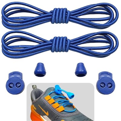 Yuvarlak, Akıllı, Kilitle, Tak-Bırak Bağcık, Yeni Nesil, Bağlamaya Gerek Olmayan Bot, Spor, Klasik Ayakkabı Bağcığı,Elastik 100 cm,1 Çift (Koyu Saks Parlement Mavisi/Lacivert)
