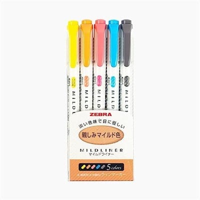 Zebra Mildliner Wkt7-5 C (5-Color Set)/Wkt7-5 C-Rc (5-Color Set)/Wkt7-5 C-Nc (5-Color Set)/Wkt7-N-5 C (5-Color Set) + Epoxy Çıkartma, Medium