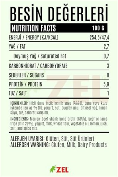 ZEL İşkembe Çorbası 480 ml – İlikli Kemik Suyundan, Dana/Kuzu İşkembe Etli, Geleneksel Çorba