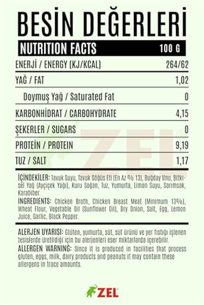 ZEL Tavuk Suyu Çorbası 480 ml – Tavuk Göğüs Etli, Yüksek Proteinli, Hazır Geleneksel Çorba