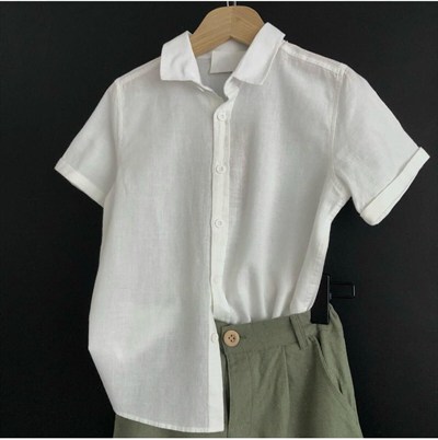 Zelhankids%100 ORGANİK KETEN GÖMLEK VE PANTOLON TAKIM BEYAZ 4-5 Yaş