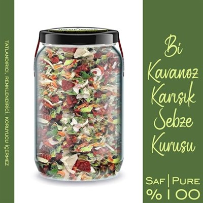 Zencefil Organik Karışık Sebze Kurusu Bi Kavanoz 660 cc. Cam Kavanozda Yemeklik Çorbalık Yerli Özel Kurutma Sebzeler