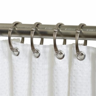 Zenna Home NeverRust Paslanmaz Alüminyum Dekoratif Duş Halkası, 12li Set, Fırçalanmış Nikel, 11 x 8,5 x 0,75