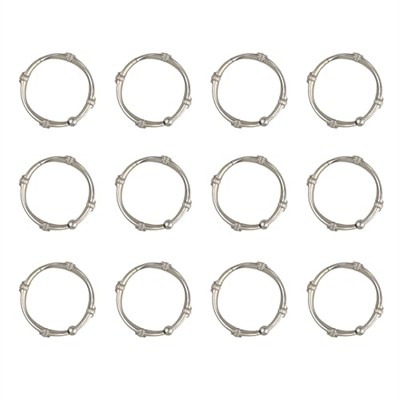 Zenna Home NeverRust Paslanmaz Alüminyum Dekoratif Duş Halkası, 12li Set, Fırçalanmış Nikel, 11 x 8,5 x 0,75
