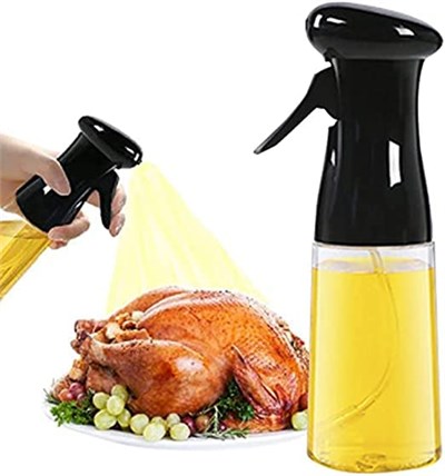 Zeytinyağı Püskürtücü, Sprey Yağdanlık, Barbekü, Pişirme Püskürtme Şişesi, 210 ml (Siyah)