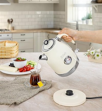 Zilan ZLN1184 Retro Su Isıtıcısı – 1,7L Kapasiteli Krem Kattle, 2200W Güç, 360° Kablosuz Tasarım