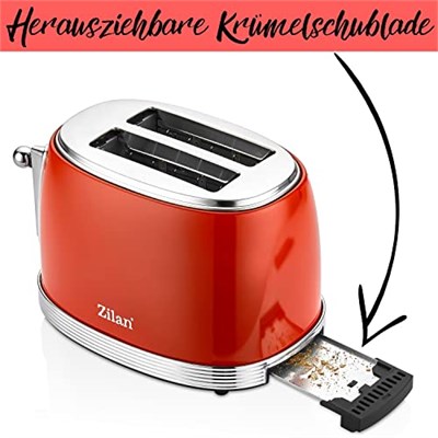 ZLN7040 60lı yılların retro ekmek kızartma makinesi 2 dilim paslanmaz çelik | çift yuvalı ekmek kızartma makinesi | 6 kademeli | otomatik kapanma | çıkarılabilir kırıntı