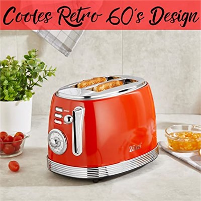 ZLN7040 60lı yılların retro ekmek kızartma makinesi 2 dilim paslanmaz çelik | çift yuvalı ekmek kızartma makinesi | 6 kademeli | otomatik kapanma | çıkarılabilir kırıntı