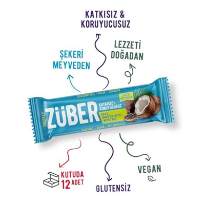 Züber Chia ve Hindistan Cevizli Meyve Bar 40g x 12 Adet