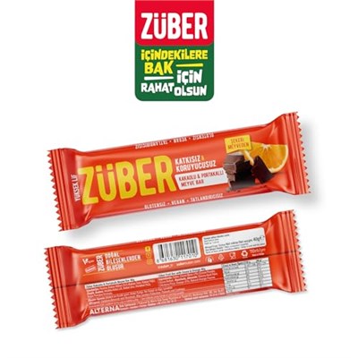 Züber Kakaolu ve Portakallı Meyve Bar 40g x 12 Adet - Seçenekler: 1-Pack, 2-Pack, 1-Pack (2 paketi)