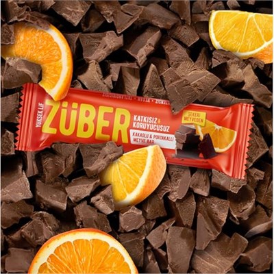 Züber Kakaolu ve Portakallı Meyve Bar 40g x 12 Adet - Seçenekler: 1-Pack, 2-Pack, 1-Pack (2 paketi)
