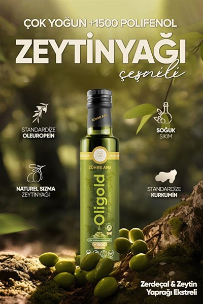 Zühre Ana Oligold Soğuk Sıkım 1500 Ultra Yüksek Polifenollü Naturel Sızma Zeytinyağı 250 Ml