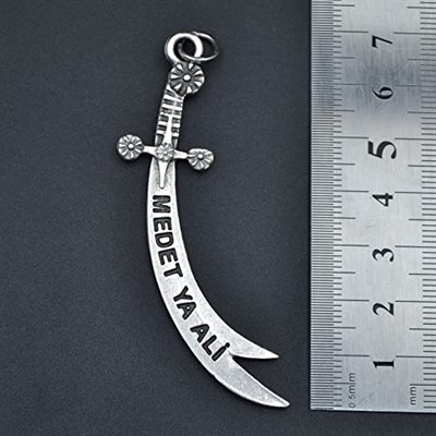 Zülfikar Kılıcı Kolye Örme Zincir Kolye - Gümüş Kaplama - Erkek Kadın Kolye - No:1566