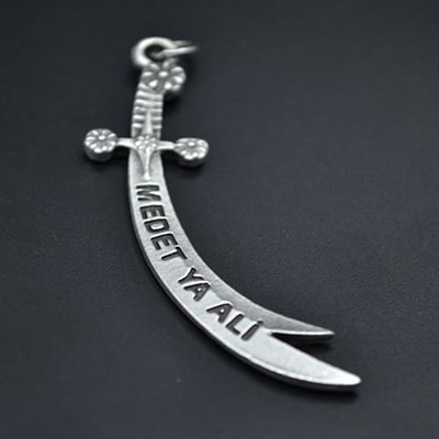 Zülfikar Kılıcı Kolye Örme Zincir Kolye - Gümüş Kaplama - Erkek Kadın Kolye - No:1566
