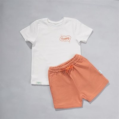Zuppers 2li Organik Pamuk T-Shirt Şort Takım(0-4 Yaş) - Kiremit - 2-3 Yaş