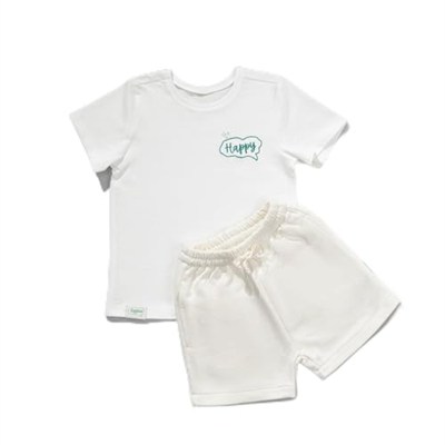 Zuppers 2li Organik Pamuk T-Shirt Şort Takım(0-4 Yaş) - Ekru - 3-6 Ay