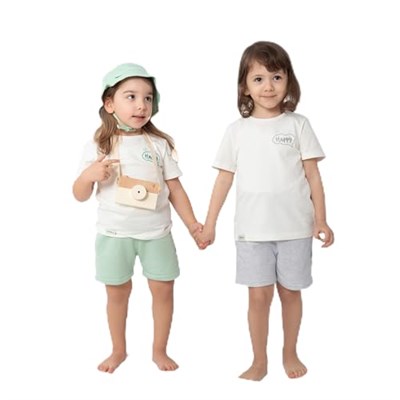 Zuppers 2li Organik Pamuk T-Shirt Şort Takım(0-4 Yaş) - Gri Melanj - 1-2 Yaş