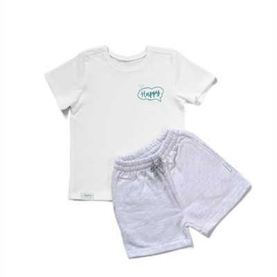 Zuppers 2li Organik Pamuk T-Shirt Şort Takım(0-4 Yaş) - Gri Melanj - 2-3 Yaş