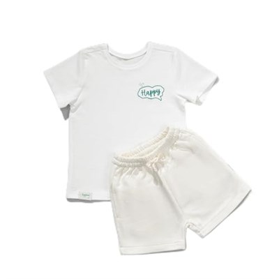 Zuppers 2li Organik Pamuk T-Shirt Şort Takım(0-4 Yaş) - Ekru - 6-12 Ay