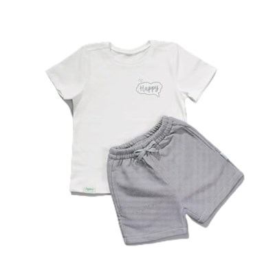 Zuppers 2li Organik Pamuk T-Shirt Şort Takım(0-4 Yaş) - Duman Gri - 6-12 Ay