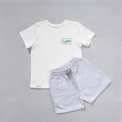 Zuppers 2li Organik Pamuk T-Shirt Şort Takım(0-4 Yaş) - Gri Melanj - 1-2 Yaş