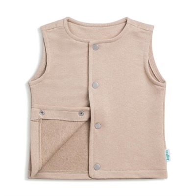 Zuppers Çıtçıtlı Pamuk Bebek Çocuk Yelek, Latte, 1-2 Yaş