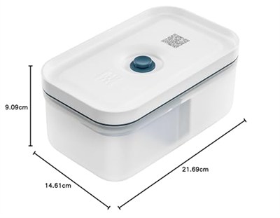 Zwilling Fresh & Save Vakumlu Yemek Taşıma Kabı, L, Plastik, Yari Şeffaf-Akdeniz Mavisi