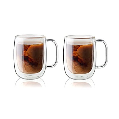 Zwilling Sorrento Çift Camlı Kulplu 2li Kahve Bardağı Seti, 355 ml, Cam, Şeffaf Cam